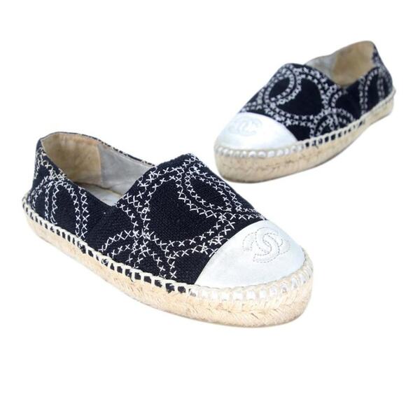 Chanel Espadrille 35 Stitch Canvas Cc Cap Toe Flats CC-S0207P-C033 - Picture 2 of 11
